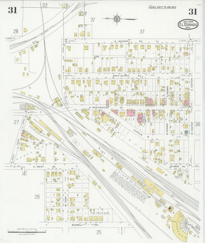 Sanborn Fire Insurance Map from El Dorado, Union County, Arkansas (1929), Sheet #0031 - Complete Map Set gallery image, historic Sanborn map, vintage wall art, Arkansas Arkansas
