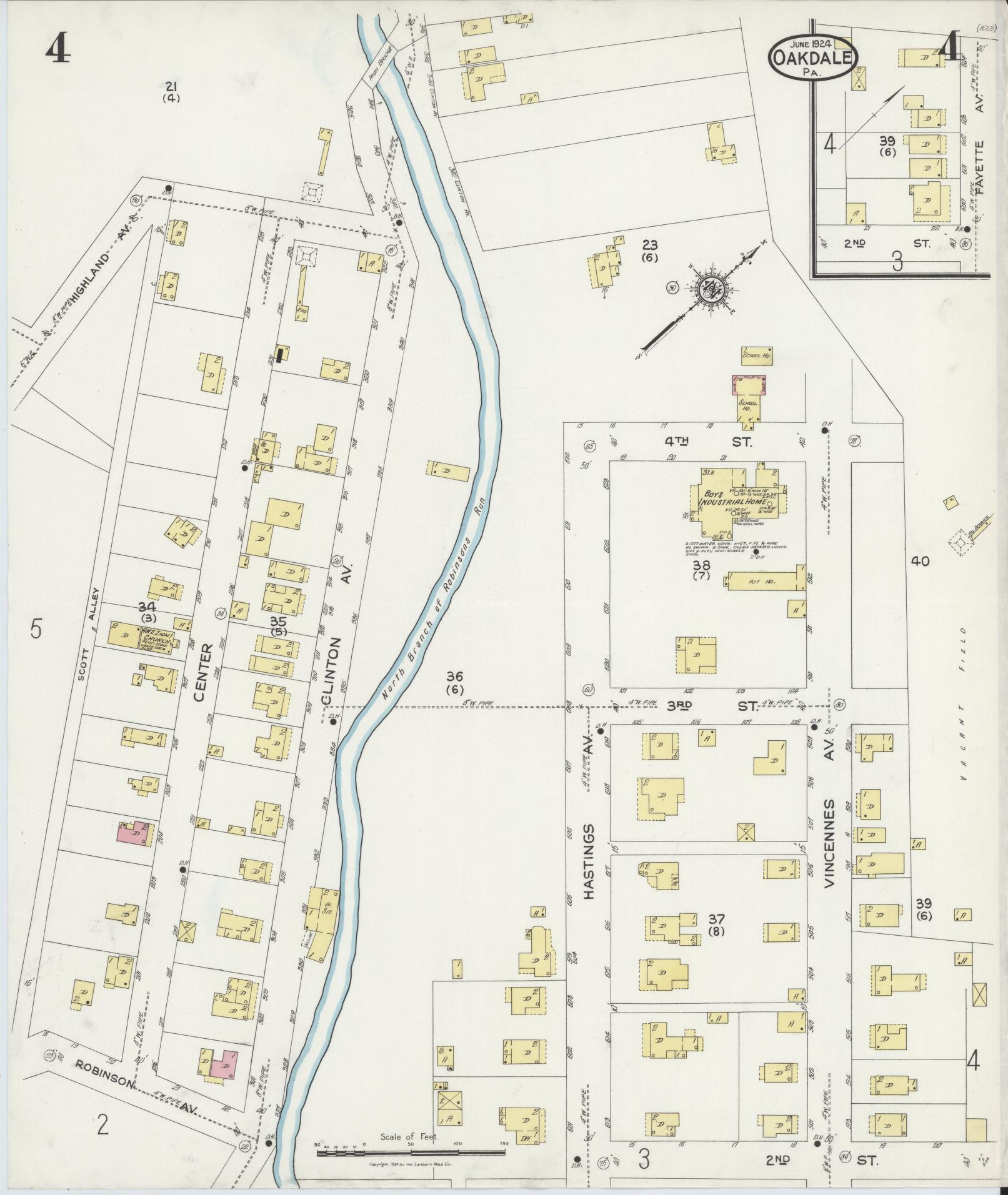 Sanborn Fire Insurance Map from Oakdale, Allegheny County, Pennsylvania (1924), Sheet #0004 - Complete Map Set gallery image, historic Sanborn map, vintage wall art, Pennsylvania Pennsylvania