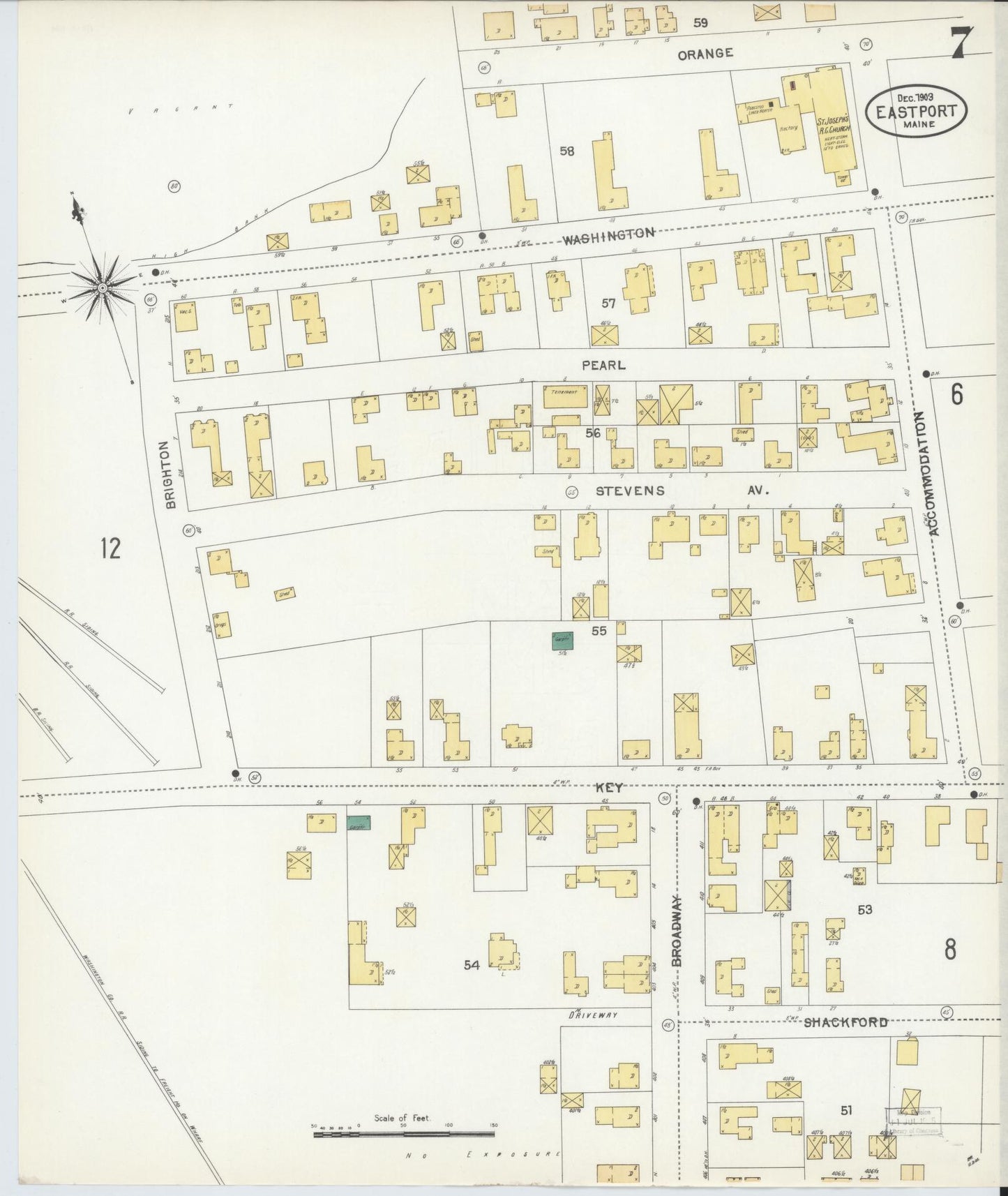 Sanborn Fire Insurance Map from Eastport, Washington County, Maine (1903), Sheet #0007 - Historic Sanborn Fire Insurance Map Print, vintage old map wall art, antique decor, genealogy gift, Maine Maine map