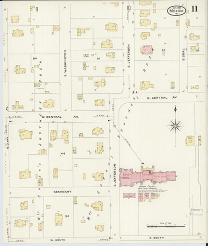 Sanborn Fire Insurance Map from Mexico, Audrain County, Missouri (1908), Sheet #0011 - Complete Map Set gallery image, historic Sanborn map, vintage wall art, Missouri Missouri