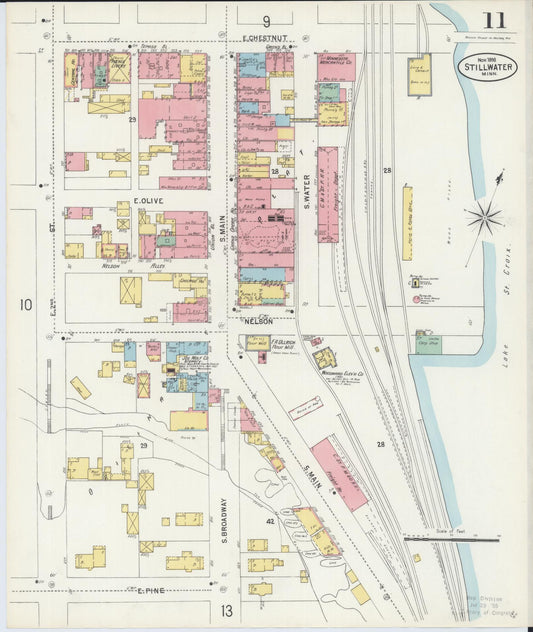 Sanborn Fire Insurance Map from Stillwater, Washington County, Minnesota (1898), Sheet #0011 - Historic Sanborn Fire Insurance Map Print, vintage old map wall art, antique decor, genealogy gift, Minnesota Minnesota map