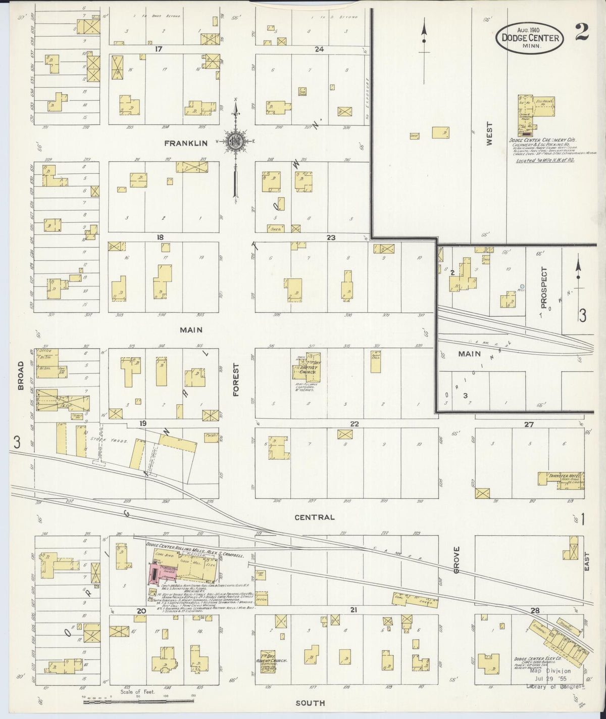 Sanborn Fire Insurance Map from Dodge Center, Dodge County, Minnesota (1910), Sheet #0002 - Complete Map Set gallery image, historic Sanborn map, vintage wall art, Minnesota Minnesota