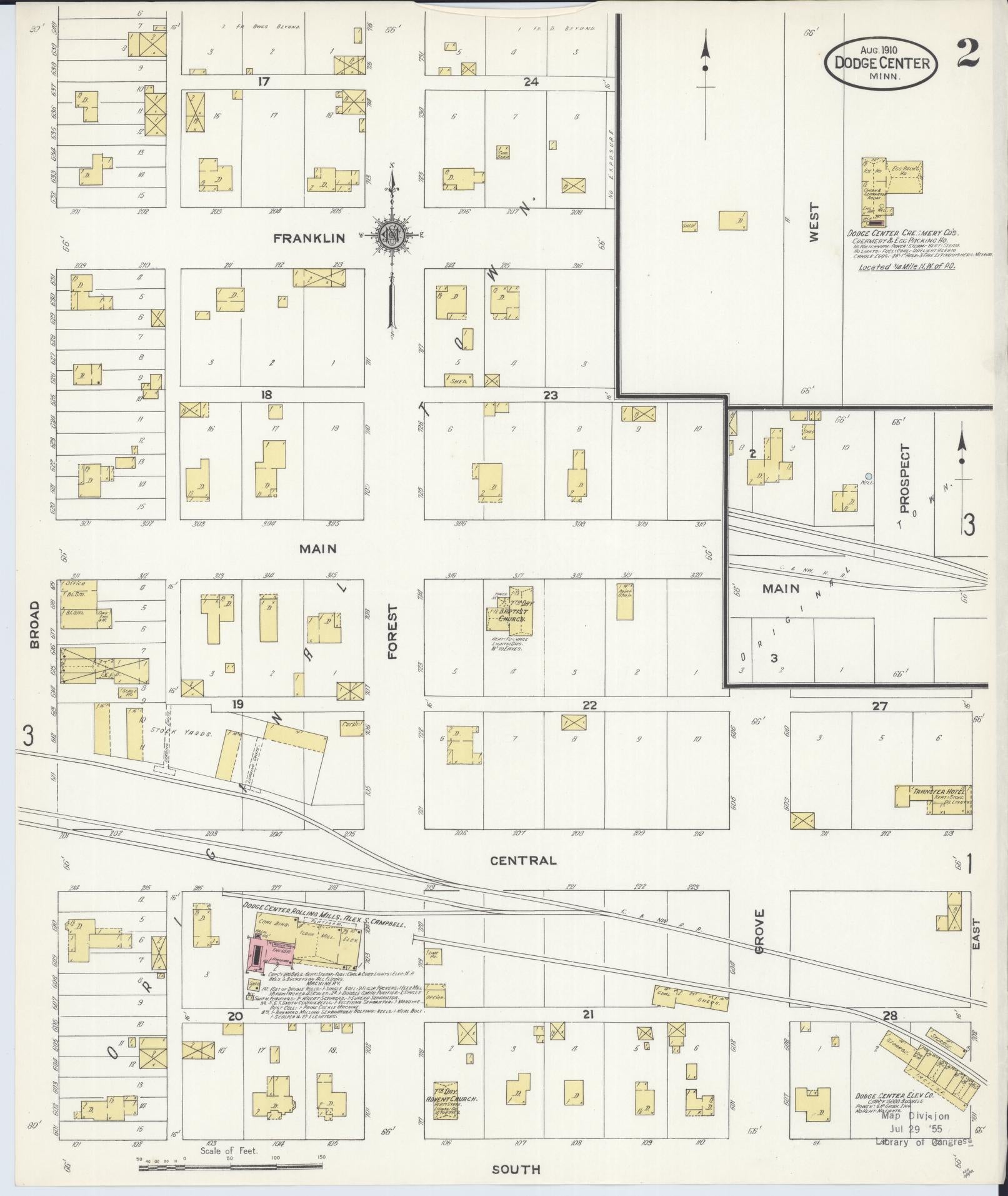 Sanborn Fire Insurance Map from Dodge Center, Dodge County, Minnesota (1910), Sheet #0002 - Complete Map Set gallery image, historic Sanborn map, vintage wall art, Minnesota Minnesota
