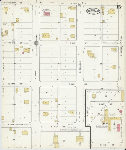 Sanborn Fire Insurance Map from Stuttgart, Arkansas County, Arkansas (1917), Sheet #0015 - Complete Map Set gallery image, historic Sanborn map, vintage wall art, Stuttgart Arkansas