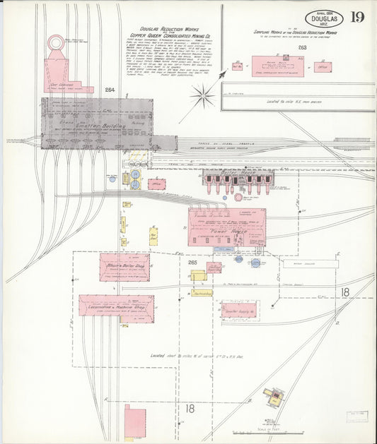 Sanborn Fire Insurance Map from Douglas, Cochise County, Arizona (1904), Sheet #0019 - Historic Sanborn Fire Insurance Map Print, vintage old map wall art, antique decor, genealogy gift, Arizona Arizona map