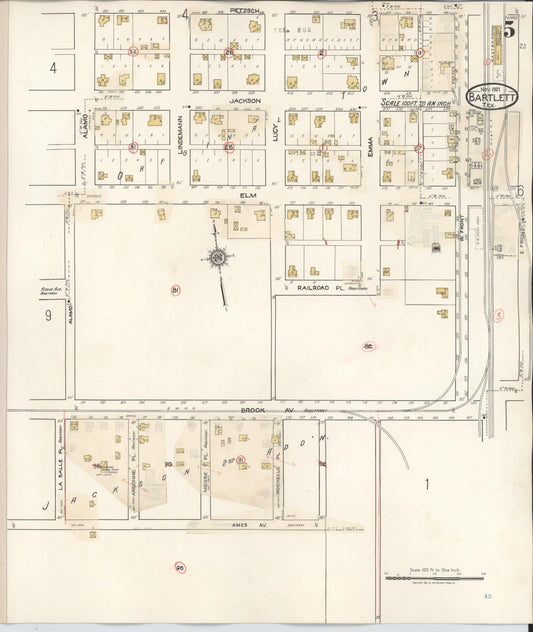 Sanborn Fire Insurance Map from Bartlett, Bell and Williamson Counties, Texas (1940), Sheet #0005 - Historic Sanborn Fire Insurance Map Print, vintage old map wall art, antique decor, genealogy gift, Texas Texas map