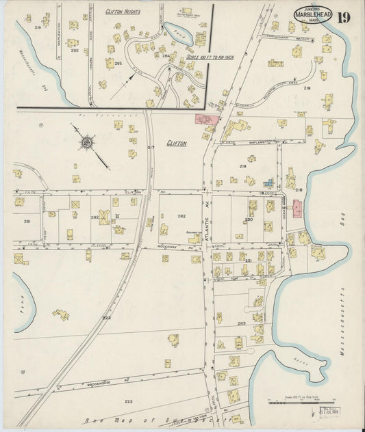 Sanborn Fire Insurance Map from Marblehead, Essex County, Massachusetts (1915), Sheet #0019 - Historic Sanborn Fire Insurance Map Print, vintage old map wall art, antique decor, genealogy gift, Massachusetts Massachusetts map