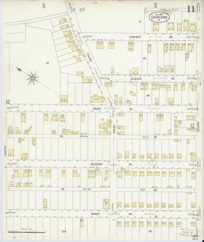 Sanborn Fire Insurance Map from Charleroi, Washington County, Pennsylvania (1907), Sheet #0011 - Complete Map Set gallery image, historic Sanborn map, vintage wall art, Pennsylvania Pennsylvania