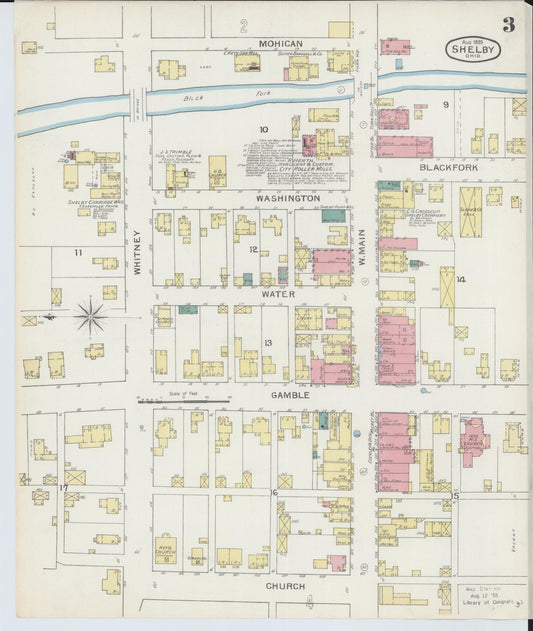 Sanborn Fire Insurance Map from Shelby, Richland County, Ohio (1893), Sheet #0003 - Historic Sanborn Fire Insurance Map Print, vintage old map wall art, antique decor, genealogy gift, Ohio Ohio map