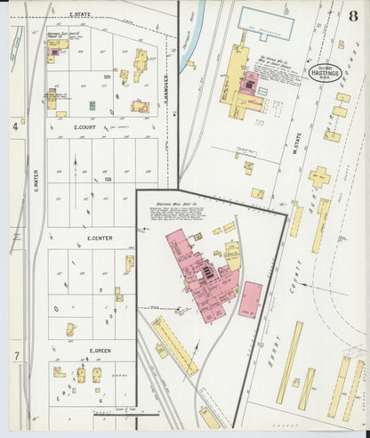 Sanborn Fire Insurance Map from Hastings, Barry County, Michigan (1900), Sheet #0008 - Complete Map Set gallery image, historic Sanborn map, vintage wall art, Michigan Michigan