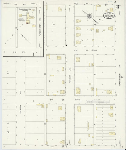 Sanborn Fire Insurance Map from Ryan, Jefferson County, Oklahoma (1914), Sheet #0003 - Complete Map Set gallery image, historic Sanborn map, vintage wall art, Oklahoma Oklahoma