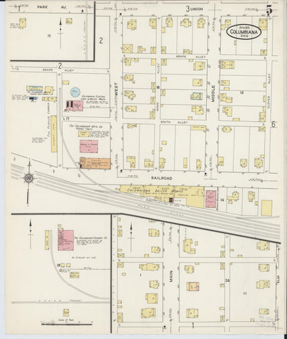 Sanborn Fire Insurance Map from Columbiana, Columbiana County, Ohio (1915), Sheet #0005 - Historic Sanborn Fire Insurance Map Print, vintage old map wall art, antique decor, genealogy gift, Ohio Ohio map