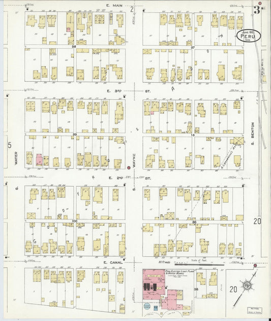 Sanborn Fire Insurance Map from Peru, Miami County, Indiana (1912), Sheet #0003 - Historic Sanborn Fire Insurance Map Print, vintage old map wall art, antique decor, genealogy gift, Indiana Indiana map