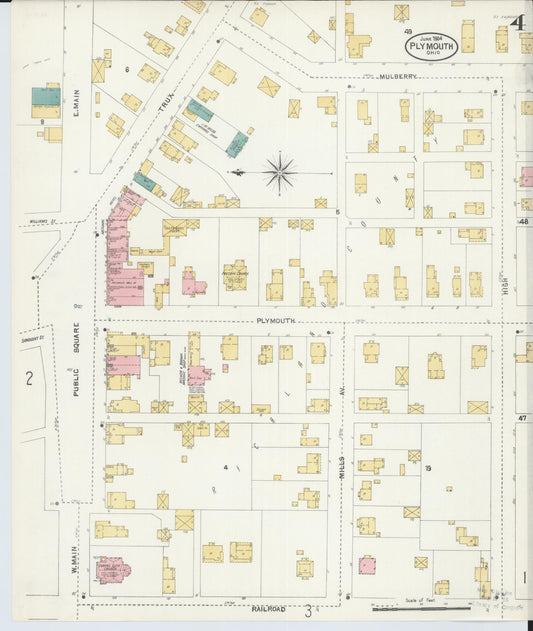Sanborn Fire Insurance Map from Plymouth, Huron And Richland Counties, Ohio (1904), Sheet #0004 - Historic Sanborn Fire Insurance Map Print, vintage old map wall art, antique decor, genealogy gift, Ohio Ohio map