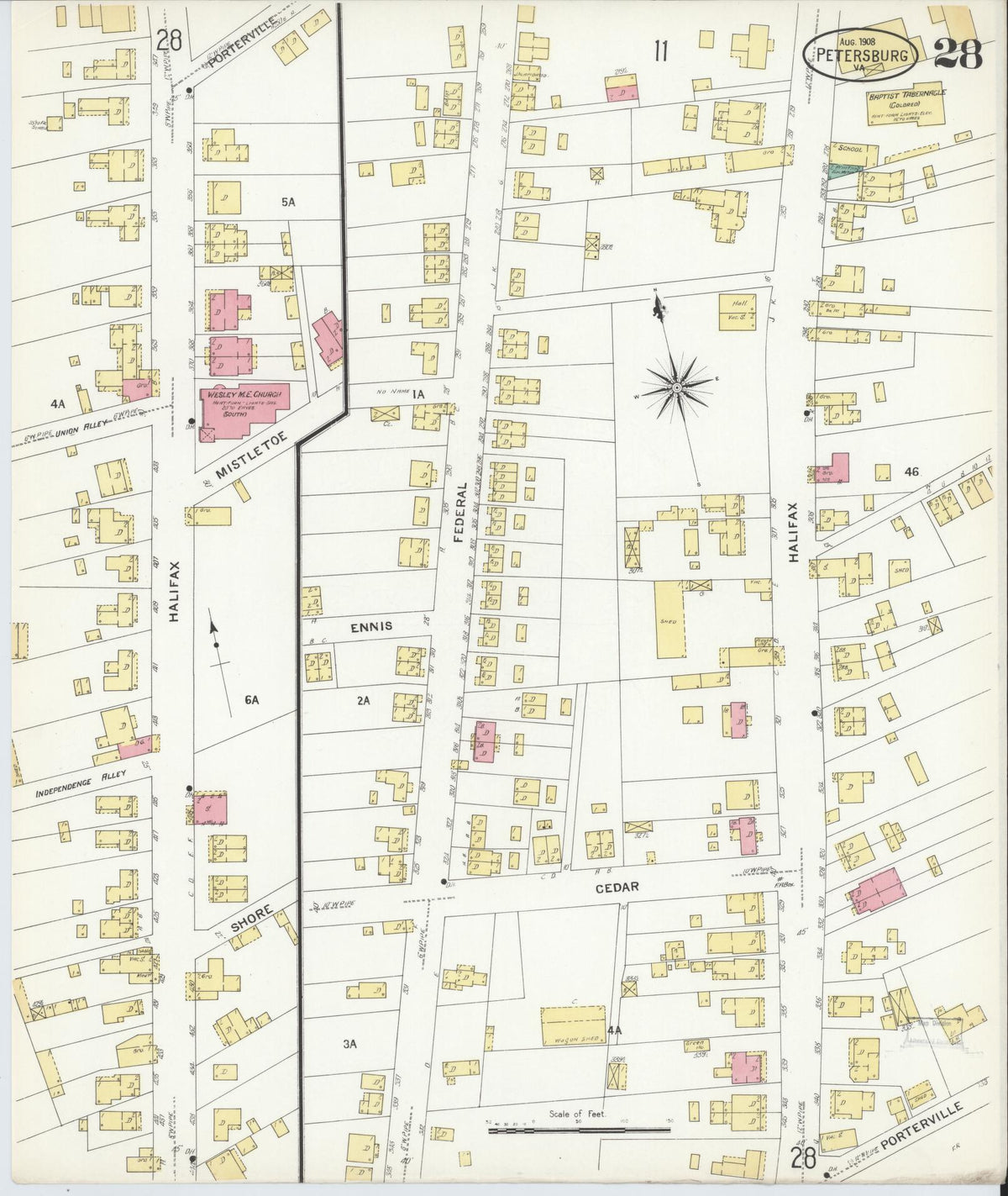 Sanborn Fire Insurance Map from Petersburg, Independent Cities, Virginia (1908), Sheet #0028 - Complete Map Set gallery image, historic Sanborn map, vintage wall art, Virginia Virginia
