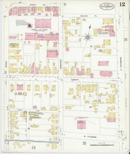 Sanborn Fire Insurance Map from Petersburg, Independent Cities, Virginia (1908), Sheet #0012 - Complete Map Set gallery image, historic Sanborn map, vintage wall art, Virginia Virginia