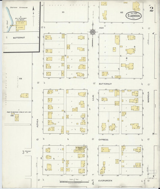 Sanborn Fire Insurance Map from Elmwood, Peoria County, Illinois (1918), Sheet #0002 - Historic Sanborn Fire Insurance Map Print, vintage old map wall art, antique decor, genealogy gift, Illinois Illinois map