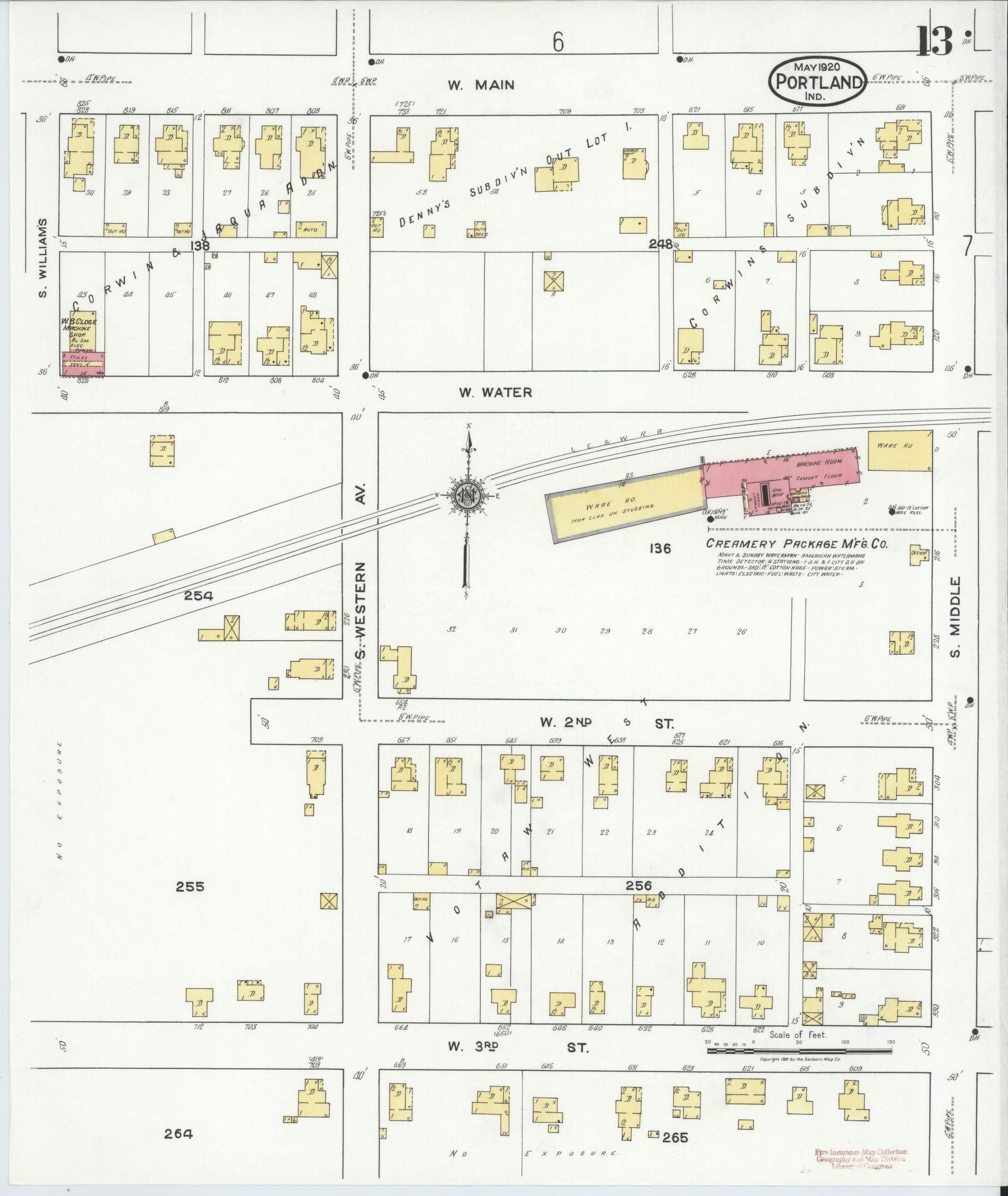 Sanborn Fire Insurance Map from Portland, Jay County, Indiana (1920), Sheet #0013 - Complete Map Set gallery image, historic Sanborn map, vintage wall art, Indiana Indiana