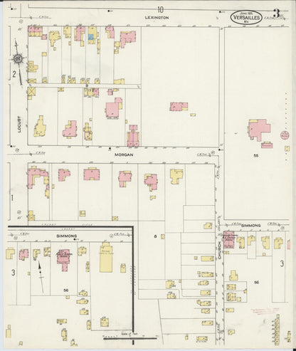 Sanborn Fire Insurance Map from Versailles, Woodford County, Kentucky (1915), Sheet #0003 - Complete Map Set gallery image, historic Sanborn map, vintage wall art, Kentucky Kentucky