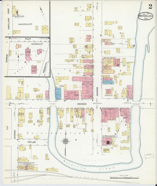 Sanborn Fire Insurance Map from Waterloo, Jefferson County, Wisconsin (1912), Sheet #0002 - Historic Sanborn Fire Insurance Map Print, vintage old map wall art, antique decor, genealogy gift, Wisconsin Wisconsin map