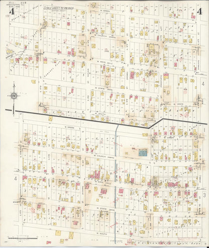 Sanborn Fire Insurance Map from Mascoutah, Saint Clair County, Illinois (1942), Sheet #0004 - Historic Sanborn Fire Insurance Map Print, vintage old map wall art, antique decor, genealogy gift, Illinois Illinois map