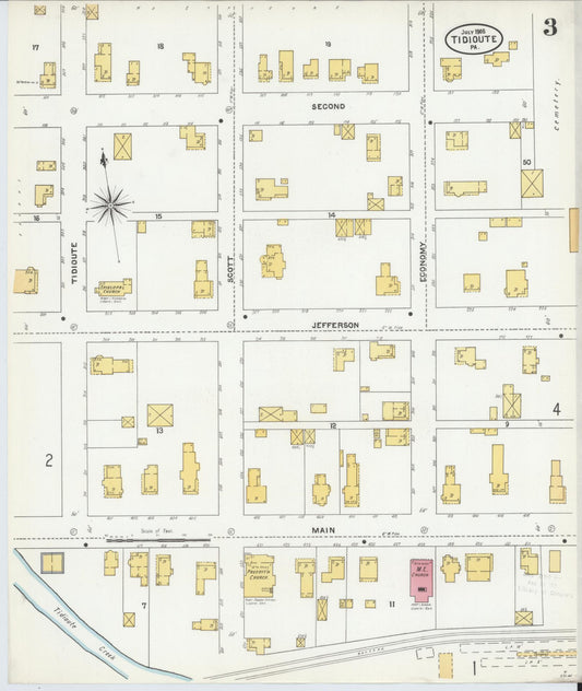 Sanborn Fire Insurance Map from Tidioute, Warren County, Pennsylvania (1905), Sheet #0003 - Historic Sanborn Fire Insurance Map Print, vintage old map wall art, antique decor, genealogy gift, Pennsylvania Pennsylvania map