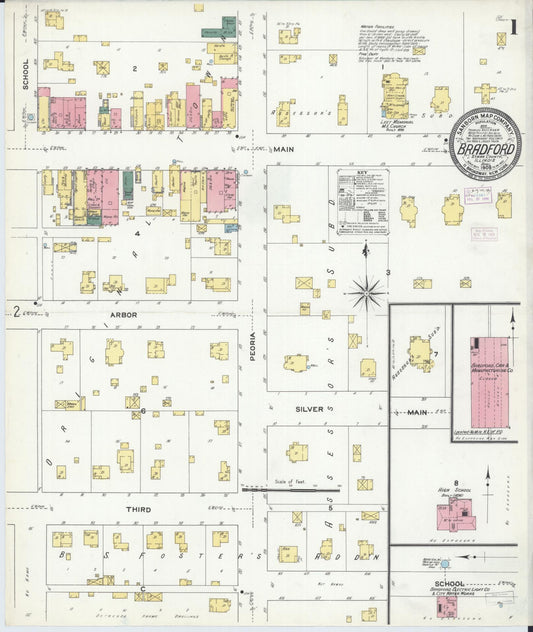 Sanborn Fire Insurance Map from Bradford, Stark County, Illinois (1909), Sheet #0001 - Complete Map Set gallery image, historic Sanborn map, vintage wall art, Illinois Illinois