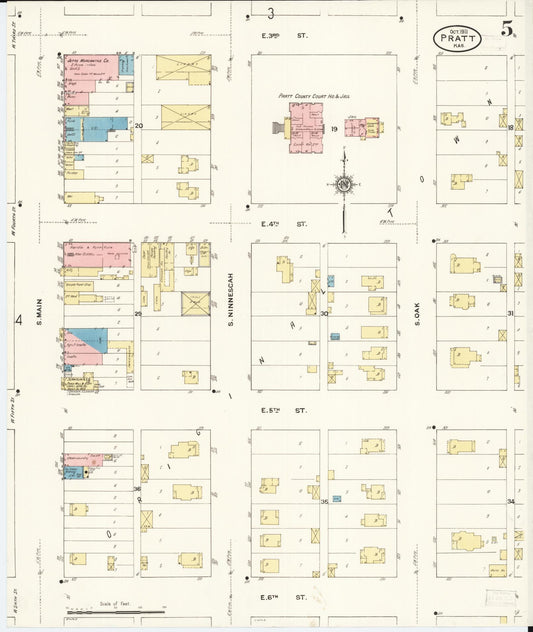 Sanborn Fire Insurance Map from Pratt, Pratt County, Kansas (1911), Sheet #0005 - Historic Sanborn Fire Insurance Map Print, vintage old map wall art, antique decor, genealogy gift, Kansas Kansas map