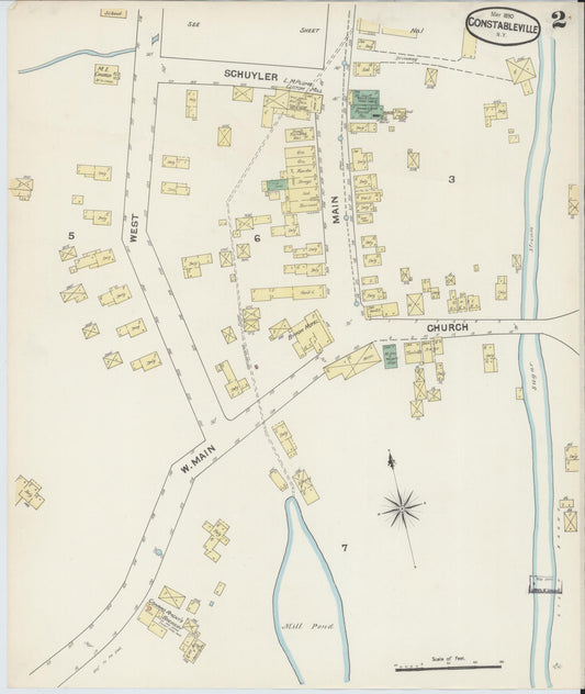 Sanborn Fire Insurance Map from Constableville, Lewis County, New York (1890), Sheet #0002 - Historic Sanborn Fire Insurance Map Print, vintage old map wall art, antique decor, genealogy gift, New York New York map