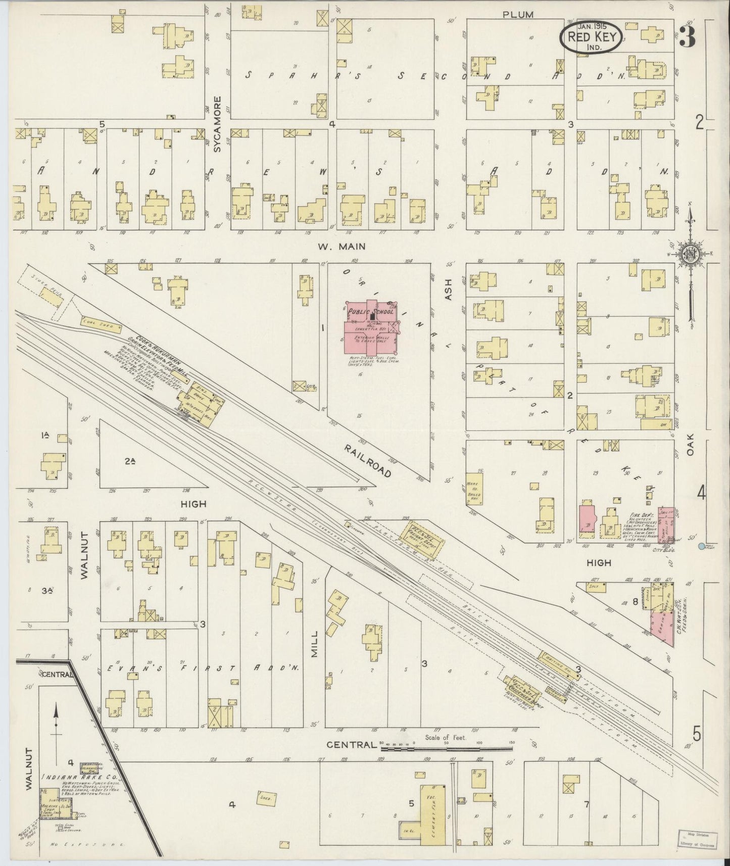 Sanborn Fire Insurance Map from Redkey, Jay County, Indiana (1915), Sheet #0003 - Complete Map Set gallery image, historic Sanborn map, vintage wall art, Indiana Indiana