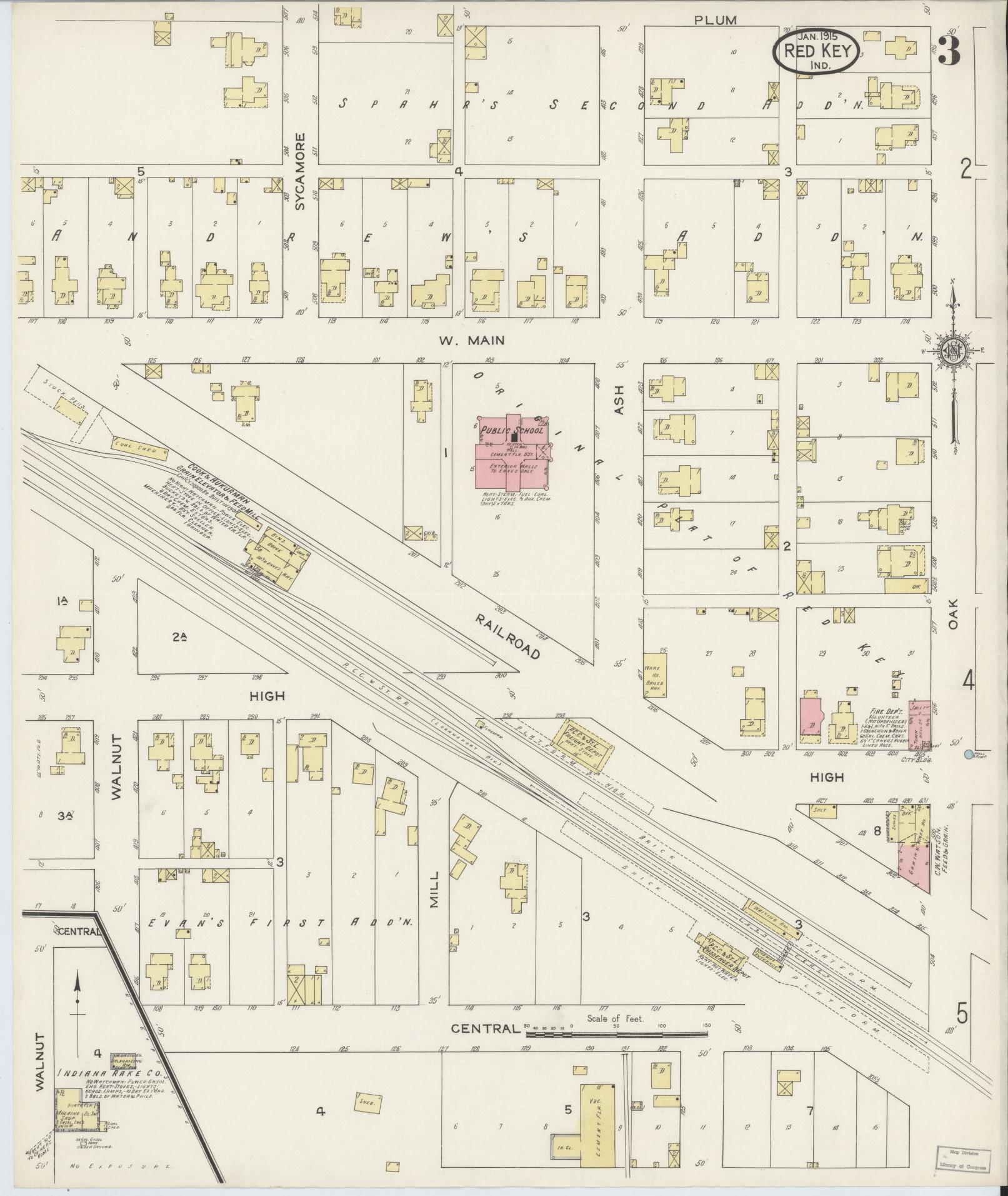 Sanborn Fire Insurance Map from Redkey, Jay County, Indiana (1915), Sheet #0003 - Complete Map Set gallery image, historic Sanborn map, vintage wall art, Indiana Indiana