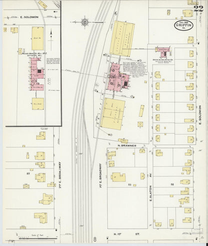 Sanborn Fire Insurance Map from Griffin, Spalding County, Georgia (1909), Sheet #0022 - Complete Map Set gallery image, historic Sanborn map, vintage wall art, Georgia Georgia