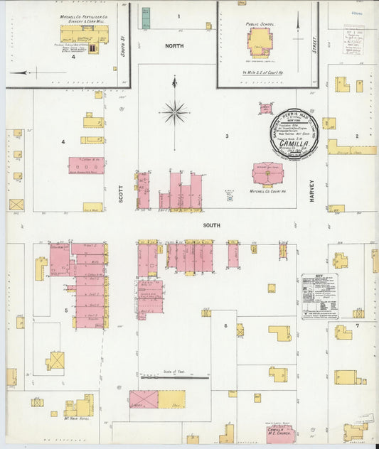 Sanborn Fire Insurance Map from Camilla, Mitchell County, Georgia (1900), Sheet #0001 - Historic Sanborn Fire Insurance Map Print, vintage old map wall art, antique decor, genealogy gift, Georgia Georgia map