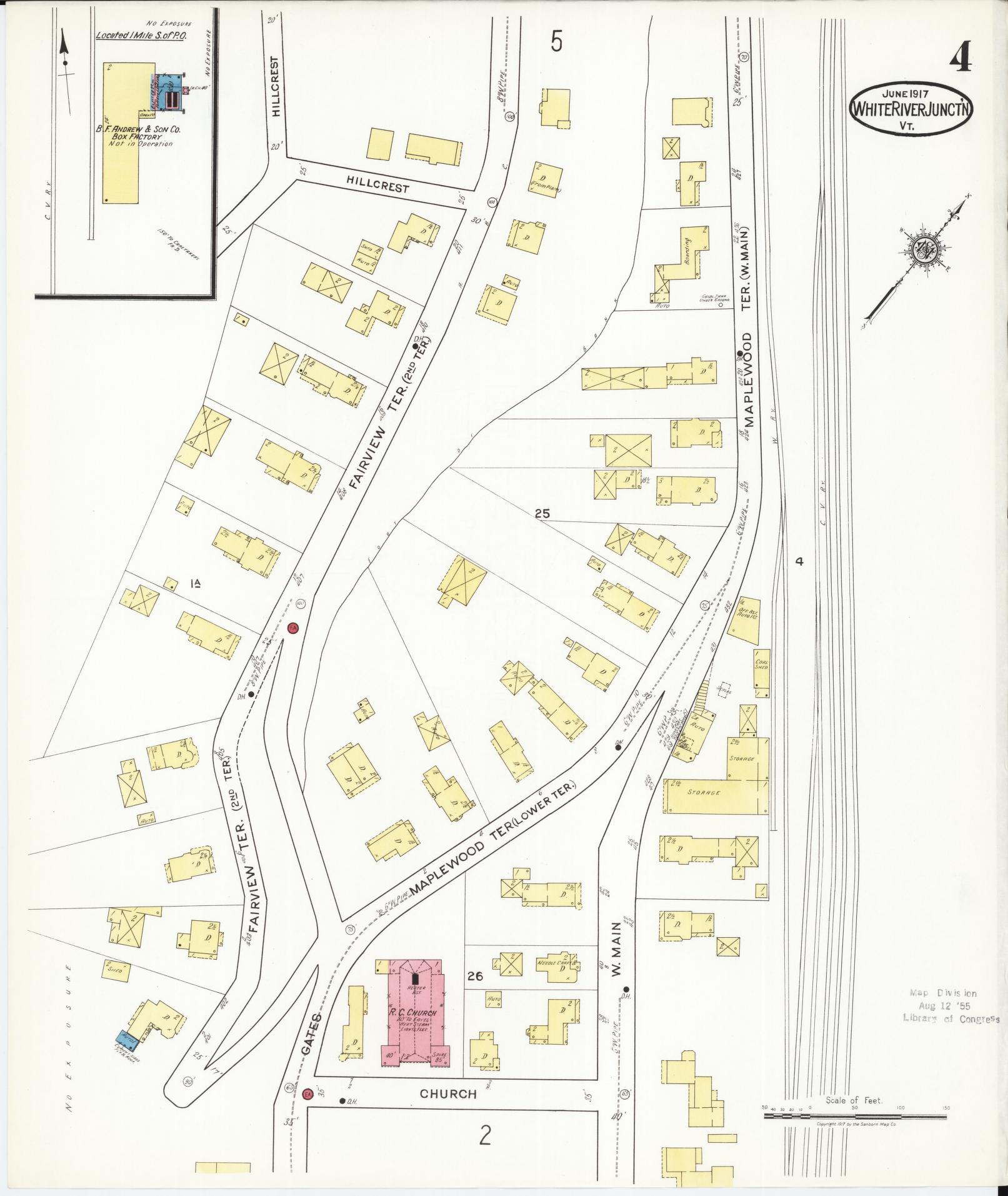 Sanborn Fire Insurance Map from White River Junction, Windsor County, Vermont (1917), Sheet #0004 - Complete Map Set gallery image, historic Sanborn map, vintage wall art, Vermont Vermont