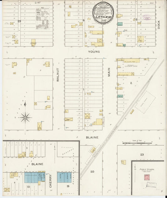 Sanborn Fire Insurance Map from Latham, Butler County, Kansas (1894), Sheet #0001 - Historic Sanborn Fire Insurance Map Print, vintage old map wall art, antique decor, genealogy gift, Kansas Kansas map