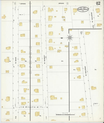 Sanborn Fire Insurance Map from Honey Grove, Fannin County, Texas (1909), Sheet #0012 - Complete Map Set gallery image, historic Sanborn map, vintage wall art, Texas Texas