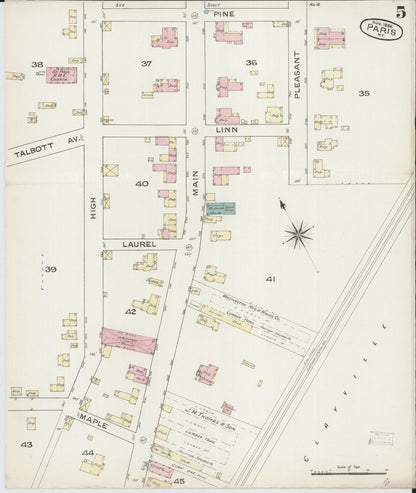 Sanborn Fire Insurance Map from Paris, Bourbon County, Kentucky (1886), Sheet #0005 - Complete Map Set gallery image, historic Sanborn map, vintage wall art, Kentucky Kentucky