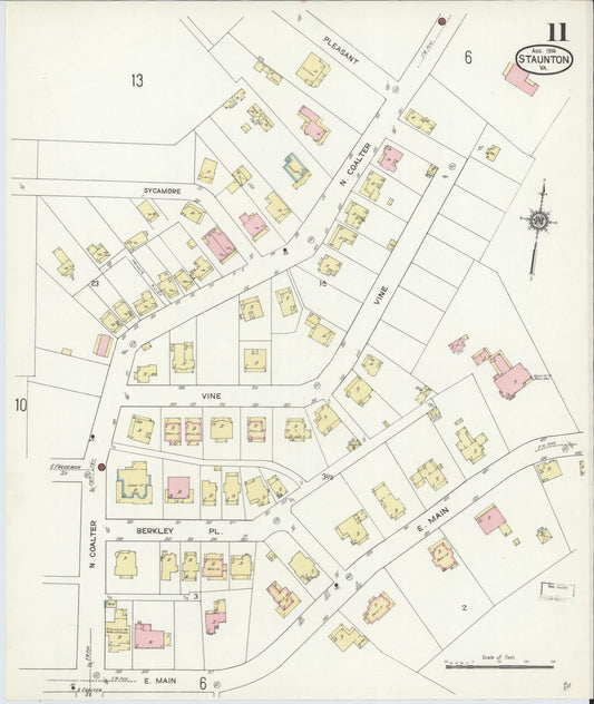 Sanborn Fire Insurance Map from Staunton, Independent Cities, Virginia (1914), Sheet #0011 - Historic Sanborn Fire Insurance Map Print, vintage old map wall art, antique decor, genealogy gift, Virginia Virginia map