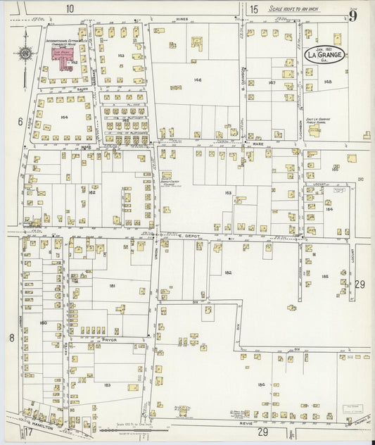 Sanborn Fire Insurance Map from La Grange, Troup County, Georgia (1921), Sheet #0009 - Historic Sanborn Fire Insurance Map Print, vintage old map wall art, antique decor, genealogy gift, Georgia Georgia map