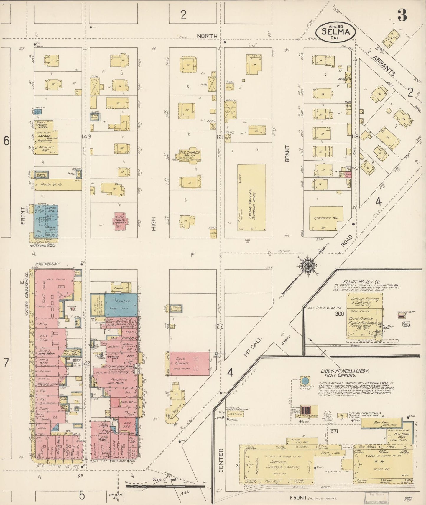 Sanborn Fire Insurance Map from Selma, Fresno County, California (1913), Sheet #0003 - Complete Map Set gallery image, historic Sanborn map, vintage wall art, California California