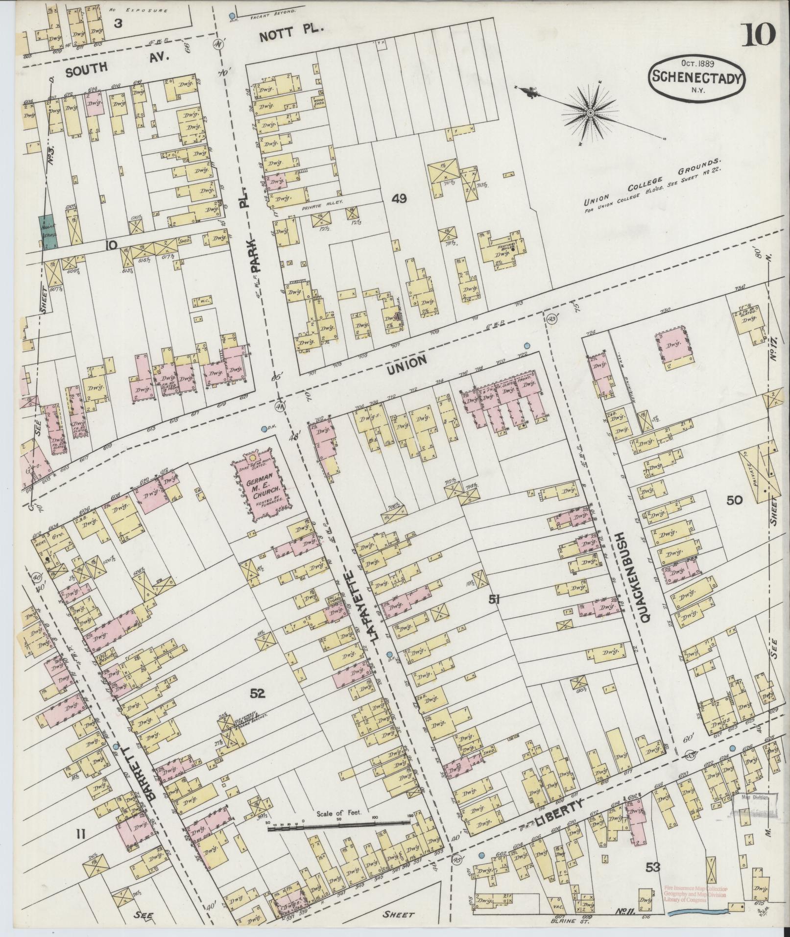 Sanborn Fire Insurance Map from Schenectady, Schenectady County, New York (1889), Sheet #0010 - Complete Map Set gallery image, historic Sanborn map, vintage wall art, New York New York