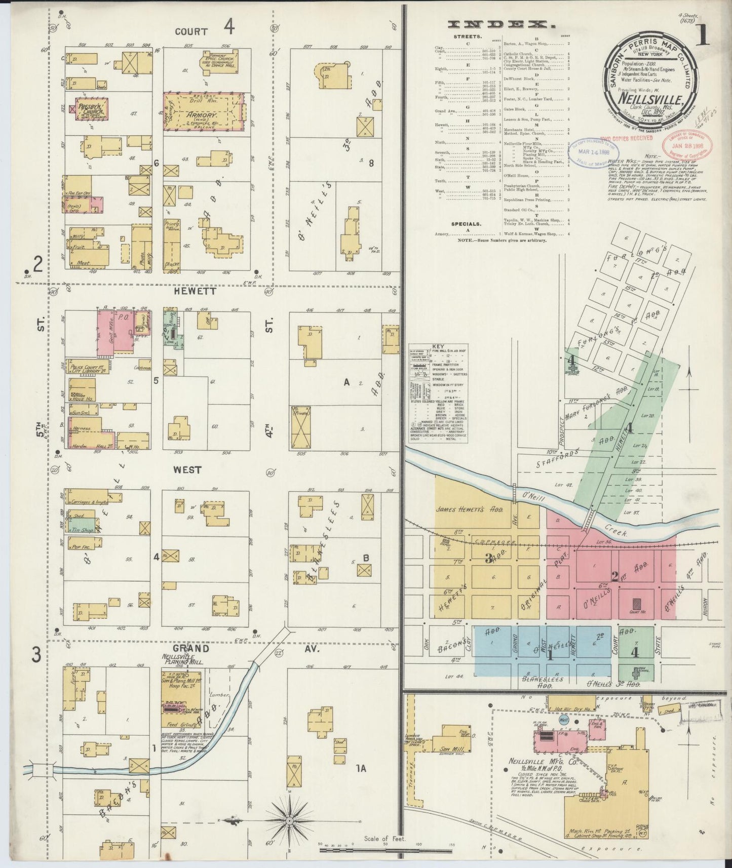 Sanborn Fire Insurance Map from Neillsville, Clark County, Wisconsin (1897), Sheet #0001 - Complete Map Set gallery image, historic Sanborn map, vintage wall art, Wisconsin Wisconsin