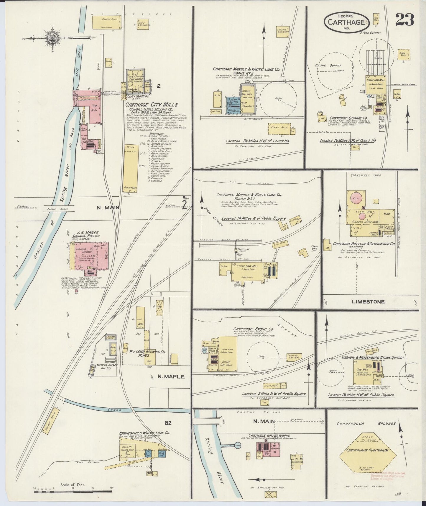 Sanborn Fire Insurance Map from Carthage, Jasper County, Missouri (1909), Sheet #0023 - Historic Sanborn Fire Insurance Map Print, vintage old map wall art, antique decor, genealogy gift, Missouri Missouri map