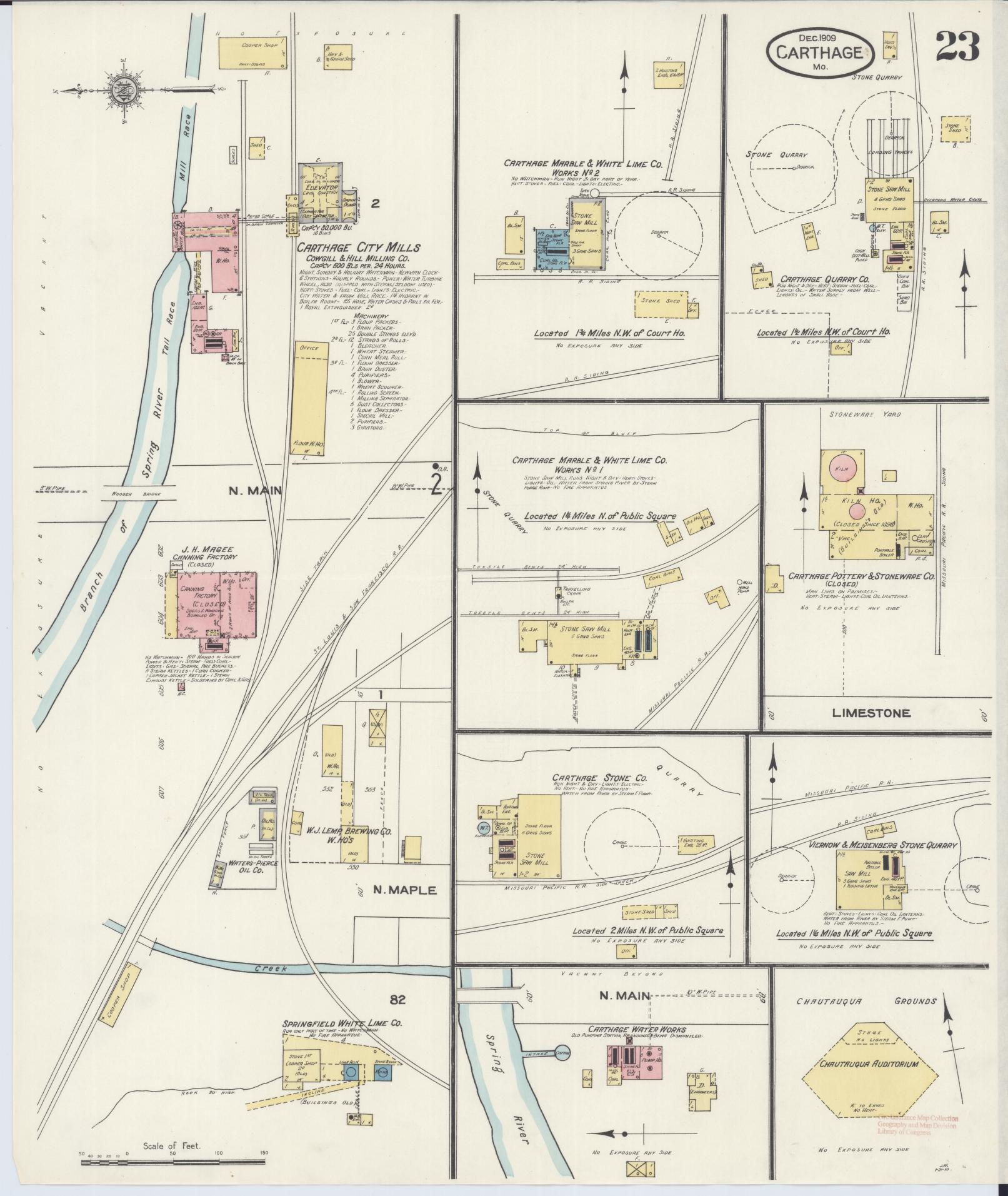 Sanborn Fire Insurance Map from Carthage, Jasper County, Missouri (1909), Sheet #0023 - Historic Sanborn Fire Insurance Map Print, vintage old map wall art, antique decor, genealogy gift, Missouri Missouri map