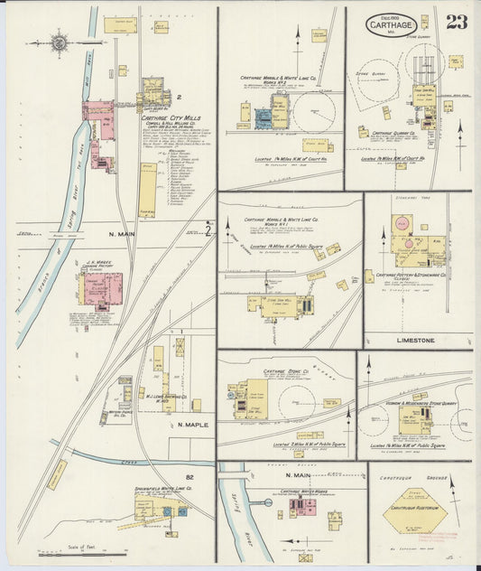 Sanborn Fire Insurance Map from Carthage, Jasper County, Missouri (1909), Sheet #0023 - Historic Sanborn Fire Insurance Map Print, vintage old map wall art, antique decor, genealogy gift, Missouri Missouri map
