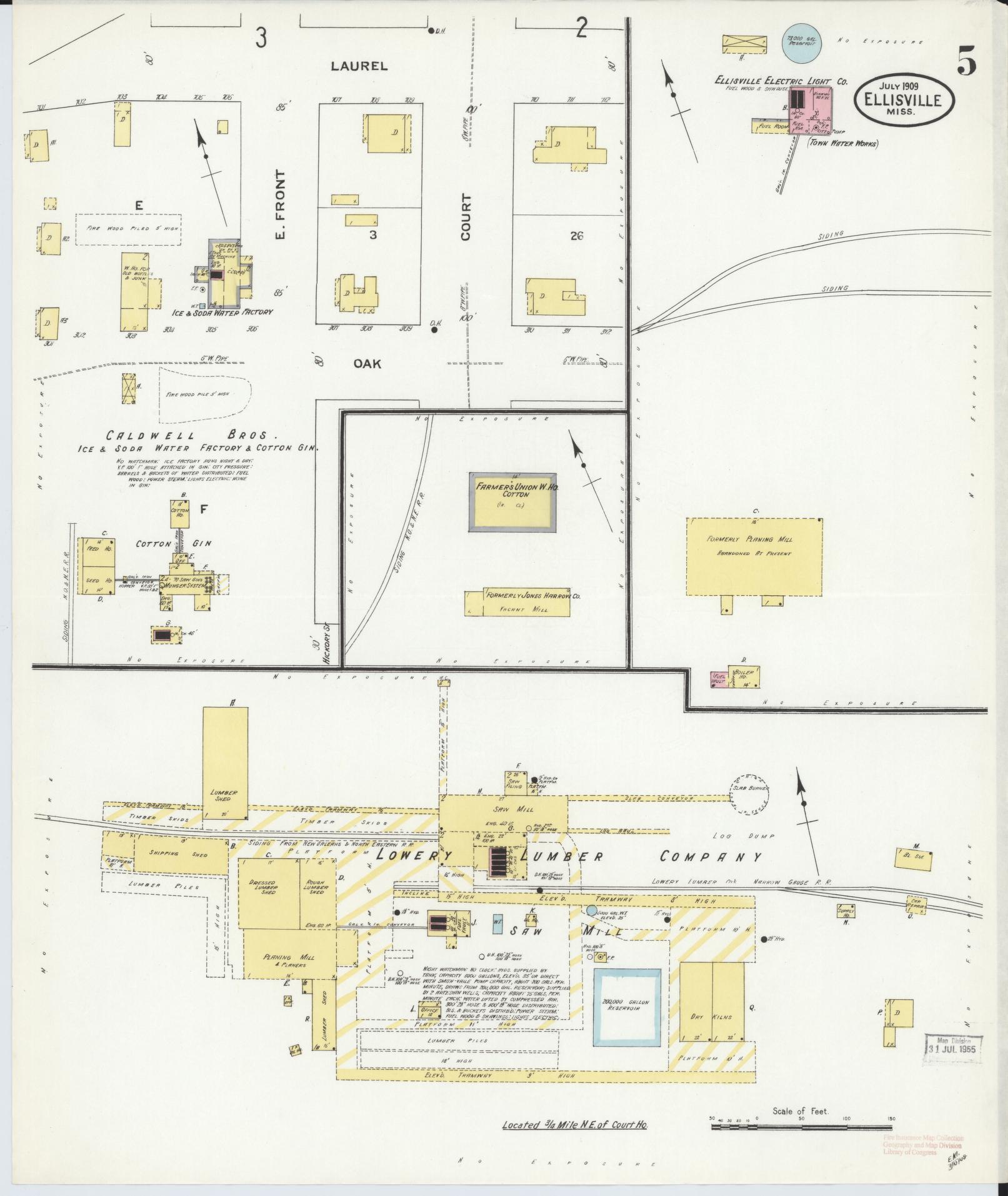 Sanborn Fire Insurance Map from Ellisville, Jones County, Mississippi (1909), Sheet #0005 - Complete Map Set gallery image, historic Sanborn map, vintage wall art, Mississippi Mississippi