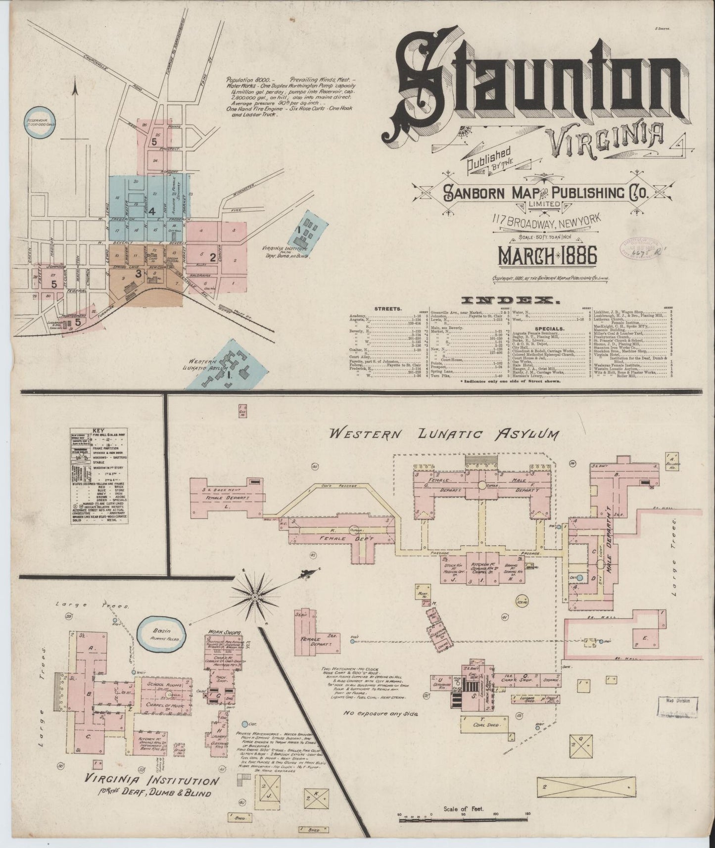 Sanborn Fire Insurance Map from Staunton, Independent Cities, Virginia. (1886) – Historic Sanborn Fire Insurance Map Print