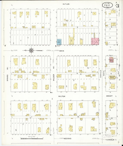 Sanborn Fire Insurance Map from Erie, Neosho County, Kansas (1912), Sheet #0003 - Complete Map Set gallery image, historic Sanborn map, vintage wall art, Kansas Kansas