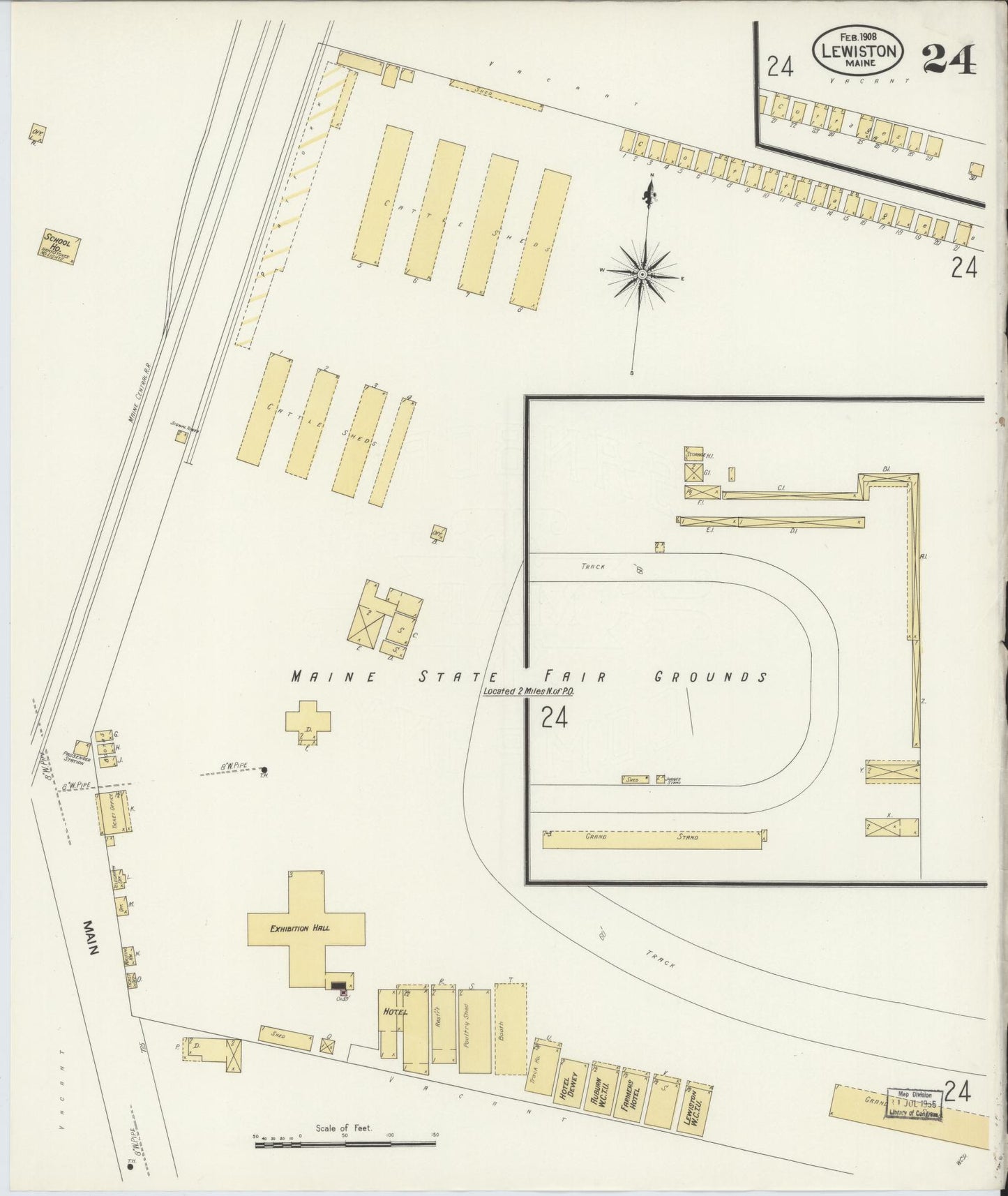 Sanborn Fire Insurance Map from Lewiston, Androscoggin County, Maine (1908), Sheet #0024 - Complete Map Set gallery image, historic Sanborn map, vintage wall art, Maine Maine