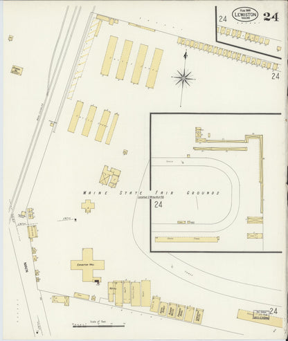 Sanborn Fire Insurance Map from Lewiston, Androscoggin County, Maine (1908), Sheet #0024 - Complete Map Set gallery image, historic Sanborn map, vintage wall art, Maine Maine